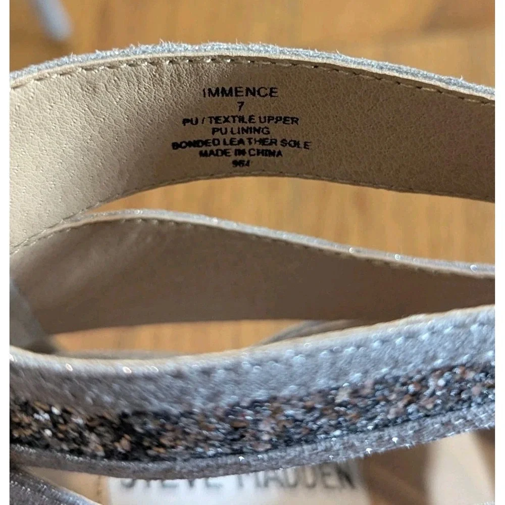 Y2K Glam Steve Madden Immence Silver Glitter Caged Stiletto Heels 7